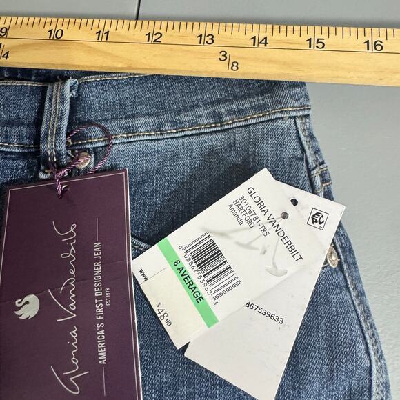 Gloria Vanderbilt Amanda Womens Jeans Size 8 Blue Denim Tapered Leg High Rise - Picture 11 of 15